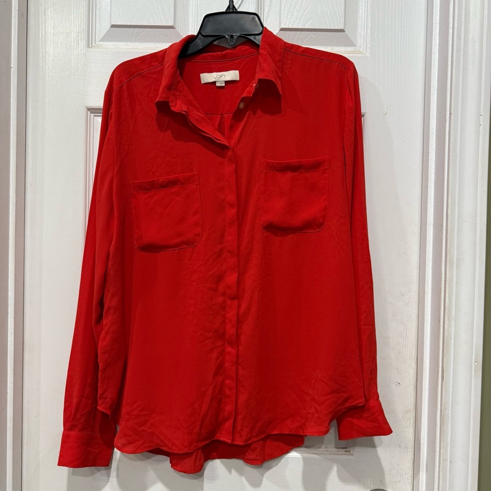 Orange Button-Up Blouse